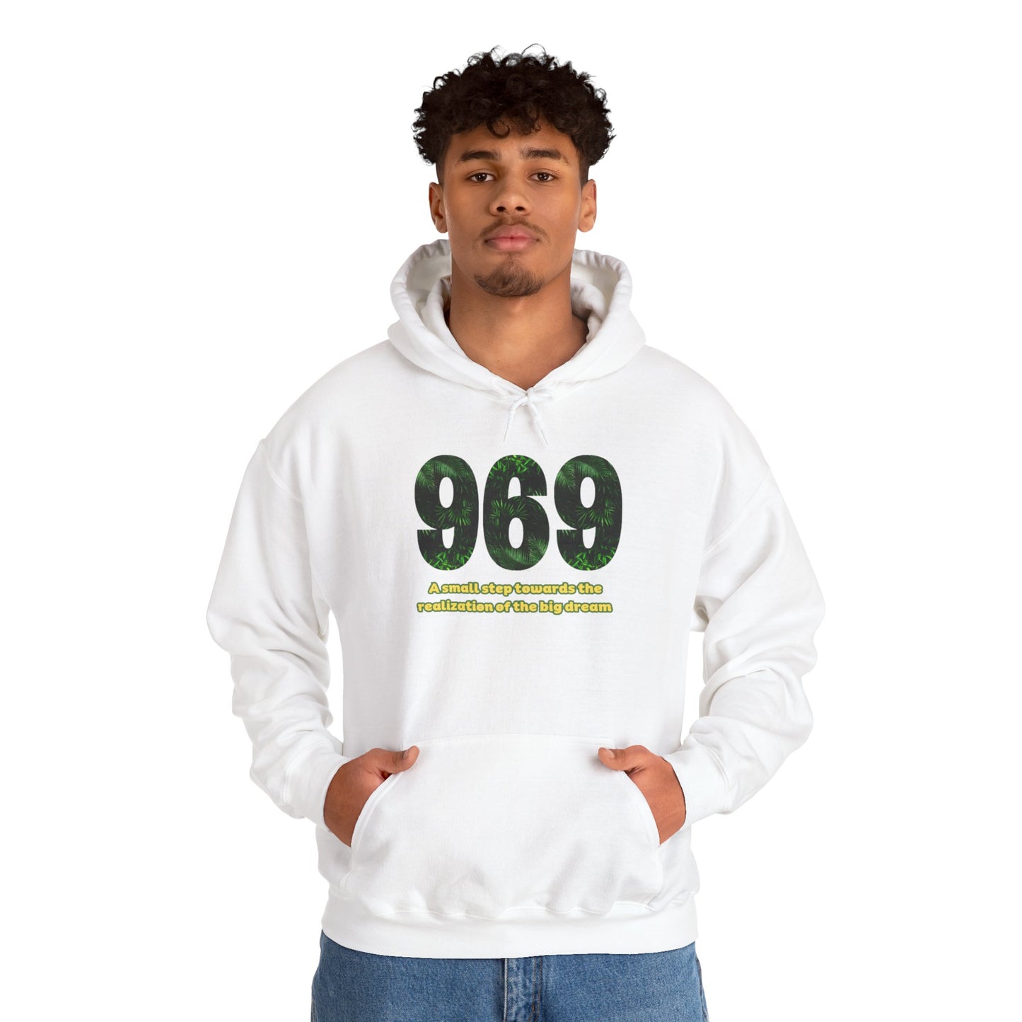 Hooded sweatshirt Brand 969 with motivation phrases to make your big dreams come true