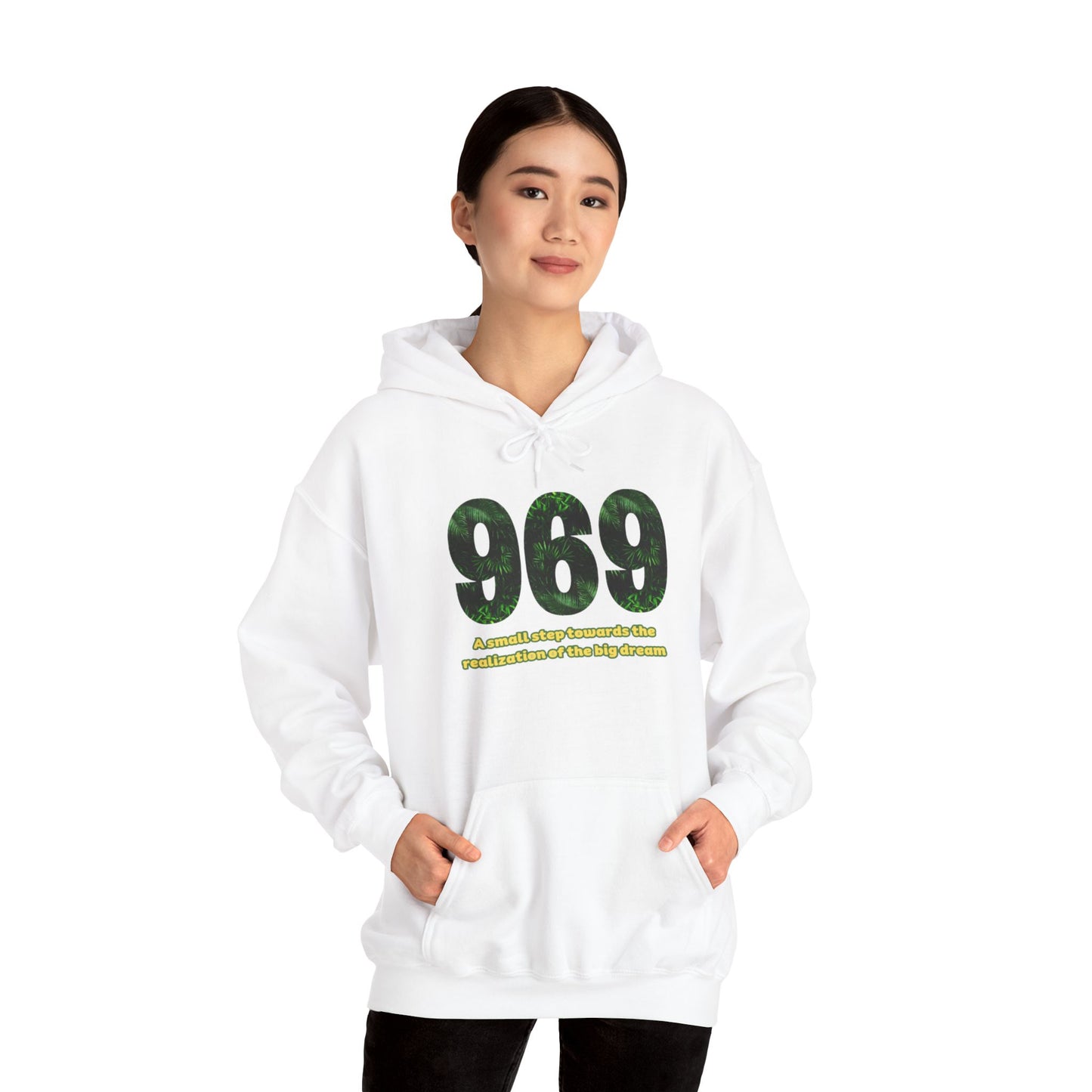 Hooded sweatshirt Brand 969 with motivation phrases to make your big dreams come true
