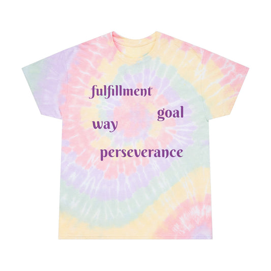 Spiral Tie-Dye Tee with Inspirational Quotes - Fulfillment, Goal, Perseverance, way